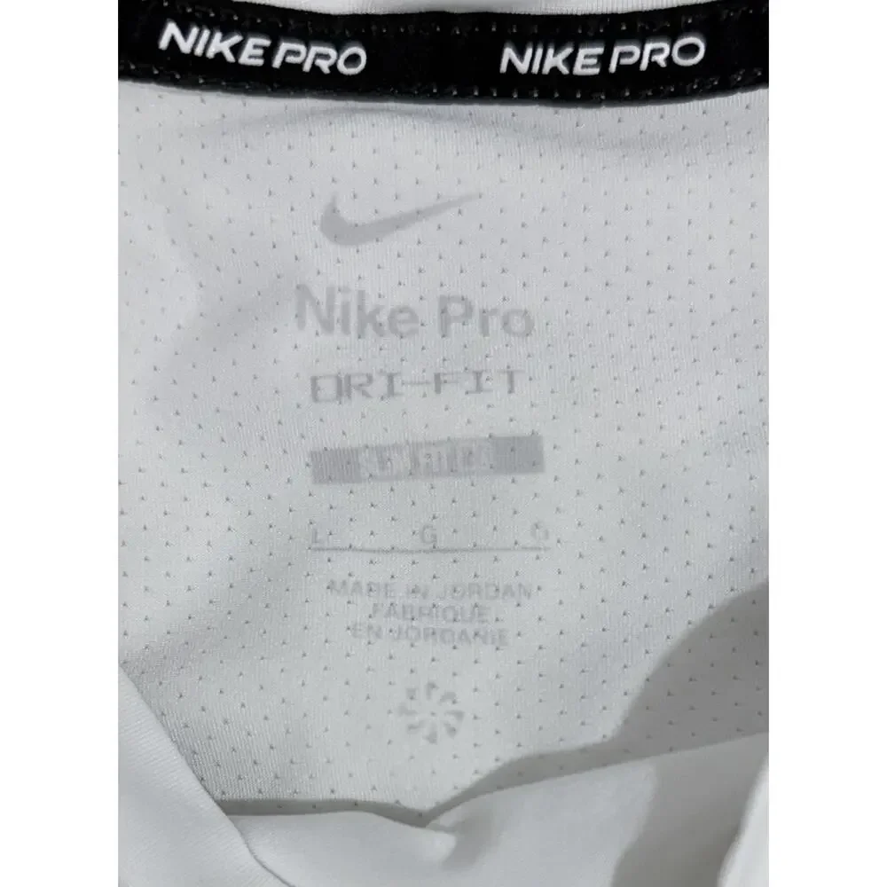 Nike Pro Dri-FIT Performance Slim Fit Mens T Shirt L White Crew Neck Logo